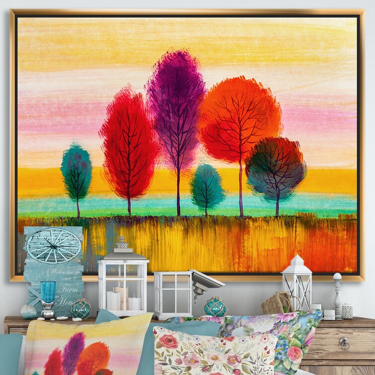 Bless international Autumn Colored Forest Treescape X Framed On